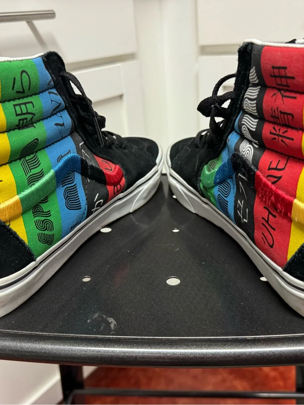 Vans Sk8-Hi Spirit Black High-Top Sneakers Multicolor Stripes Men’s Size 12